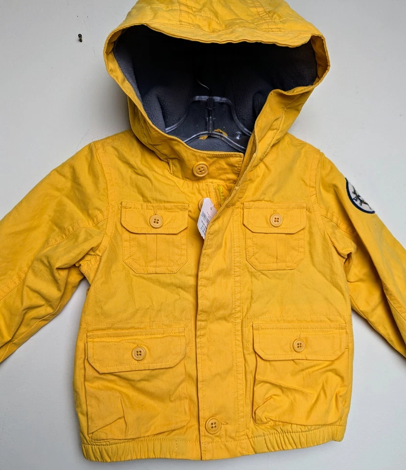 Linda chaqueta de invierno Baby Gap 18-24 meses amarilla brillante con cremallera con capucha nueva con etiquetas Foto 2 de 4