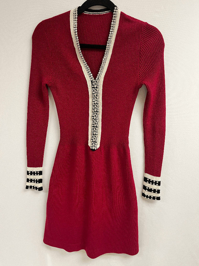 long sleeve skater dress red Red Velvet Long Sleeve Fit and Flare Skater Dress