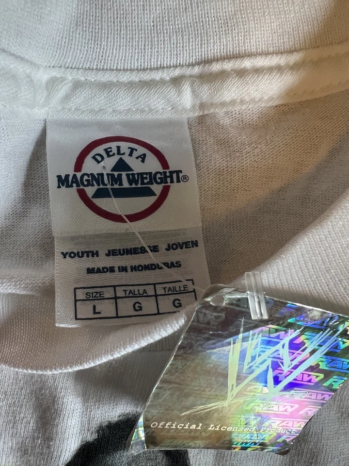 Vintage WWE RAW Rey Mysterio Kane RKO Shawn Michaels Cena T-Shirt Youth L NWT!! - Image 4 of 4