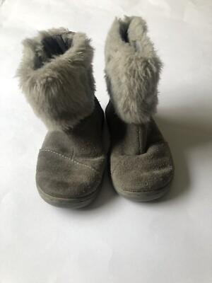 TOMS Kids Toddler Suede Leather Boots Nepal Faux Fur Sz 7