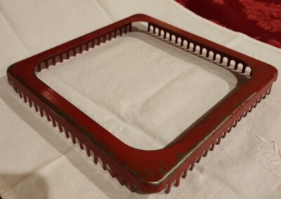 Vintage Potholder Weaving Loom Red Metal Unbranded 7.25'' Square 