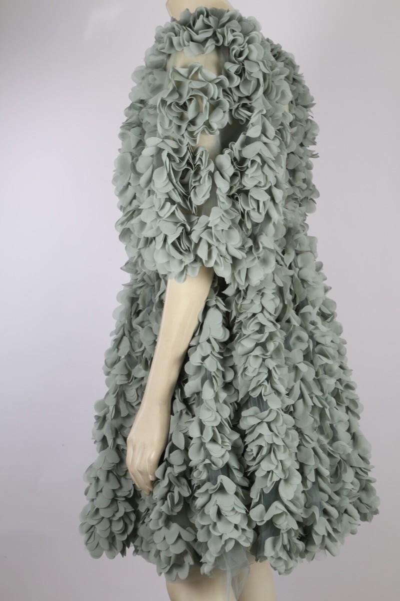 h&m conscious green dress Exclusive Mint 3D Floral Applique Mini Rare Size 4 BIRTHDAY
