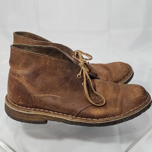 Clarks Originals Women 8 Brown Oiled Leather Desert Chukka Boots Crepe/Gum Sole