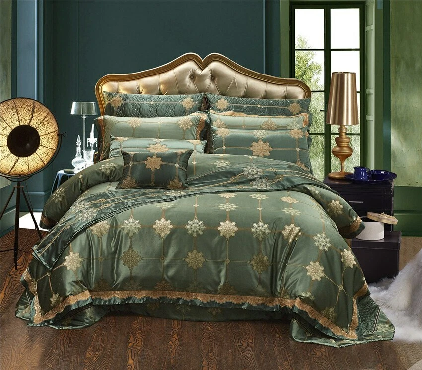 High Quality 4 6 10Pc Green Color Luxury Silky Cotton Satin