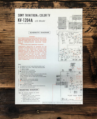 Sony KV-1204A TV  Large Schematic *Original*