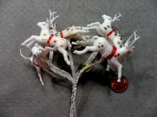 Vintage White Minature Plastic Flying Reindee...
