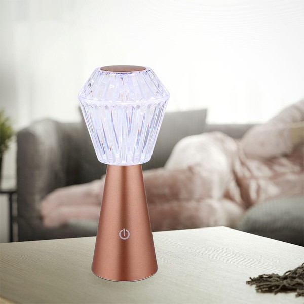 Tischlampe Beistellleuchte Dekoleuchte Rgb Led Kristall Usb Touch Akku Messing-image