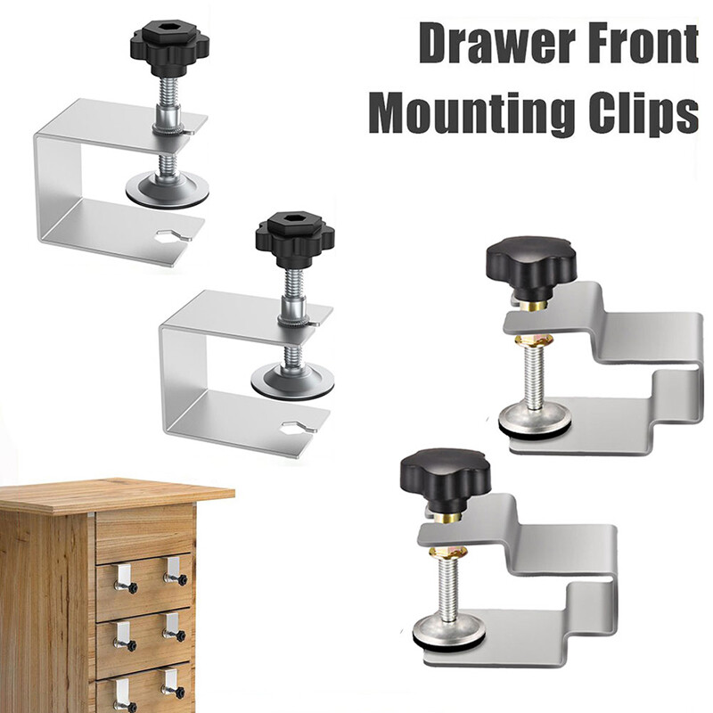 WALFRONT 2-Pack Adjustable Drawer Front Installation Clamps – Stainless Steel With Thickened Pads, For Kitchen & Workshop