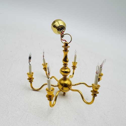 Vintage Miniature Dollhouse Clare Bell 6 Arm Brass Chandelier WORKS - Picture 11 of 11