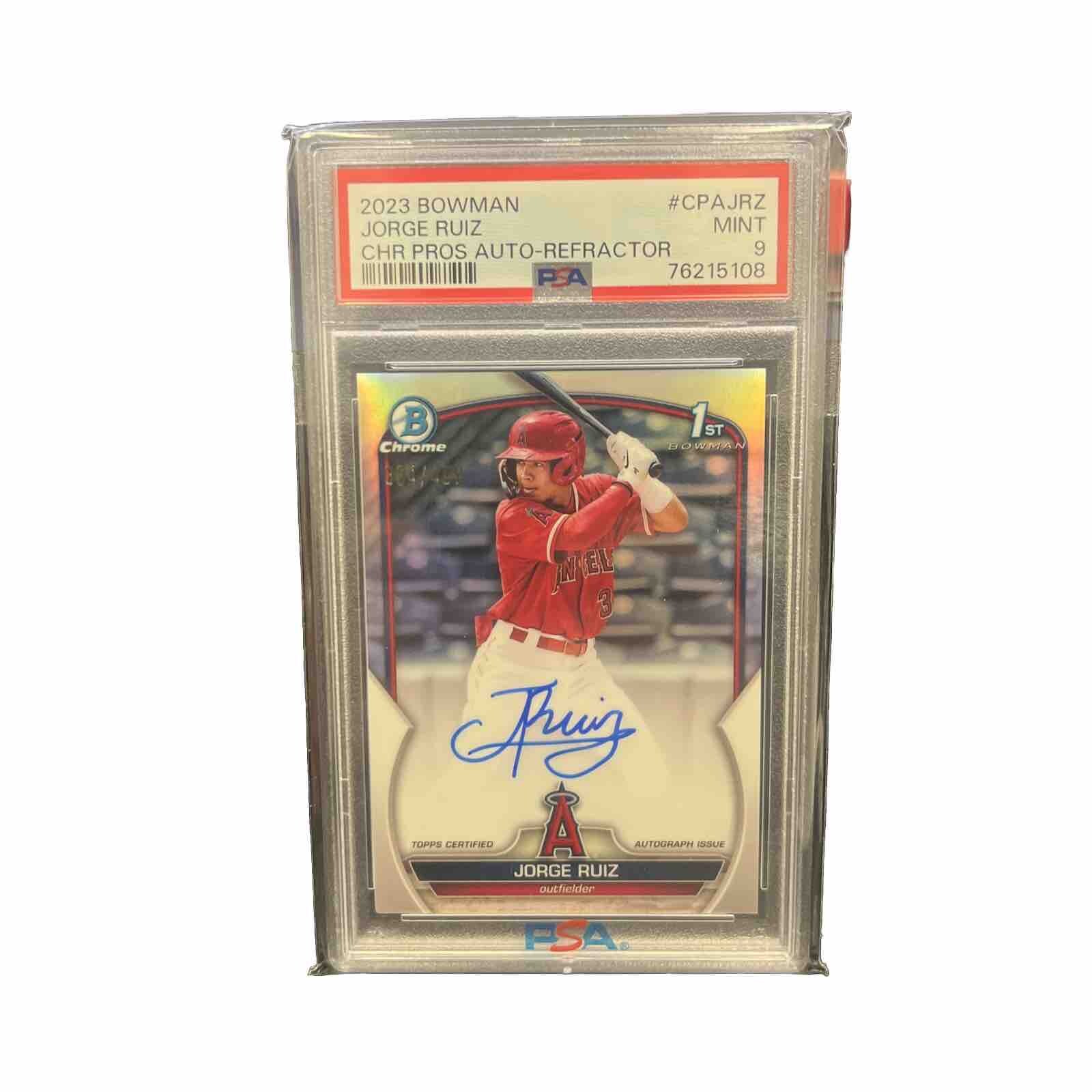JORGE RUIZ 2023 1st Bowman Chrome Refractor Auto /499 PSA 9 Mint Angels