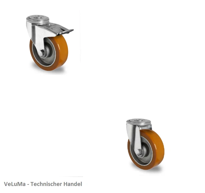 Schwerlastrollen Polyurethan Rad 100 125 mm Transport Rolle Bremse Lenk Bock