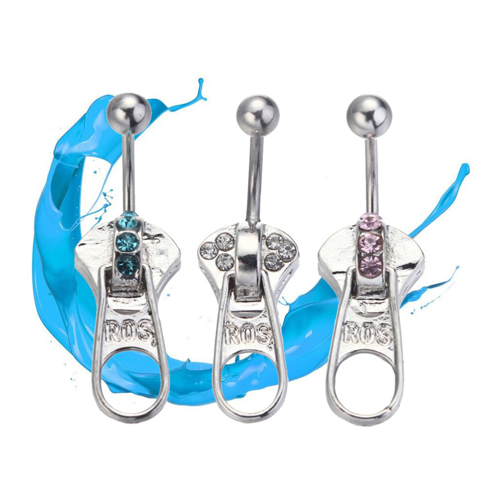 3Pcs Zipper Belly Button Ring Nieten Navels Piercing Schmuck