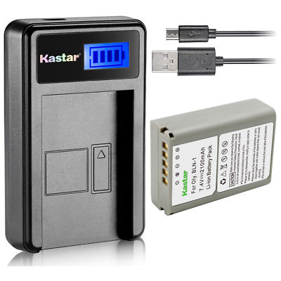 BLN-1 Battery & LCD Slim Charger for Olympus OM-D E-M5 Mark II, PEN E-P5, PEN-F