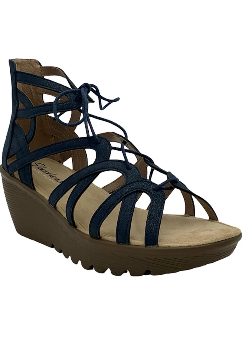 Skechers Lace Up Wedges Terrace Navy