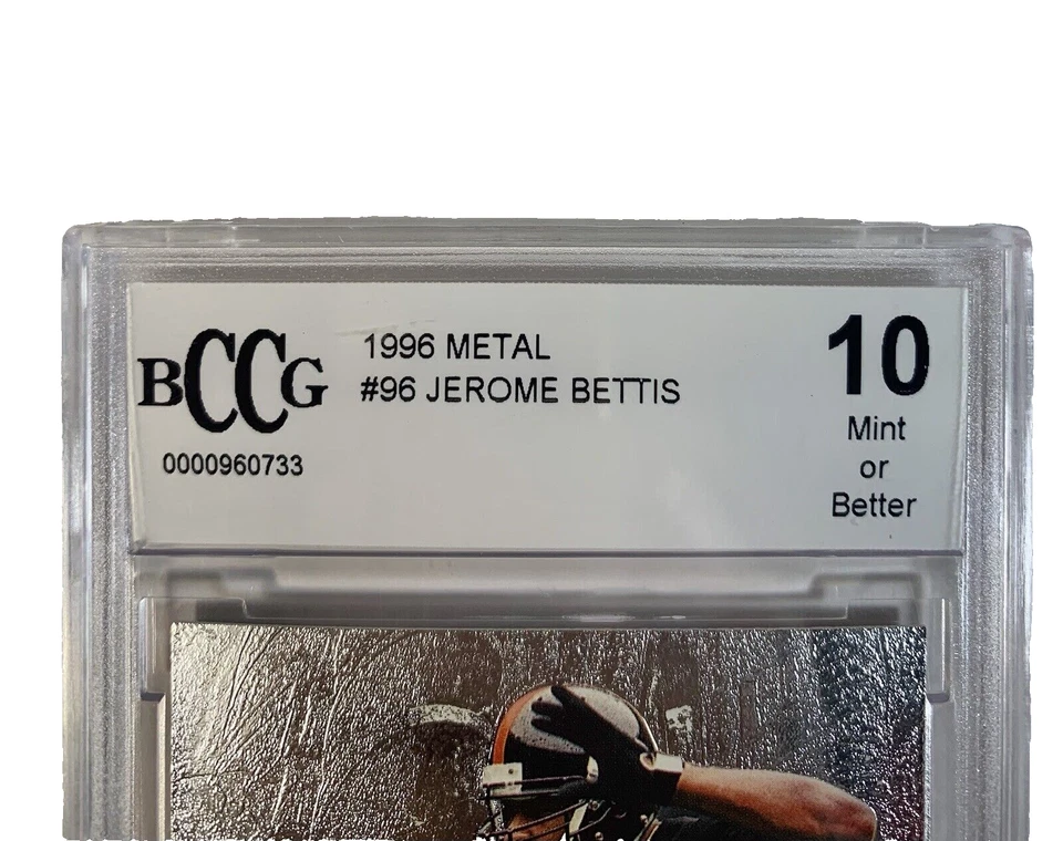 1996 Fleer Metal Football Card 96 Jerome Bettis Pittsburgh Steelers BCCG 10 Mint - Image 3 of 3