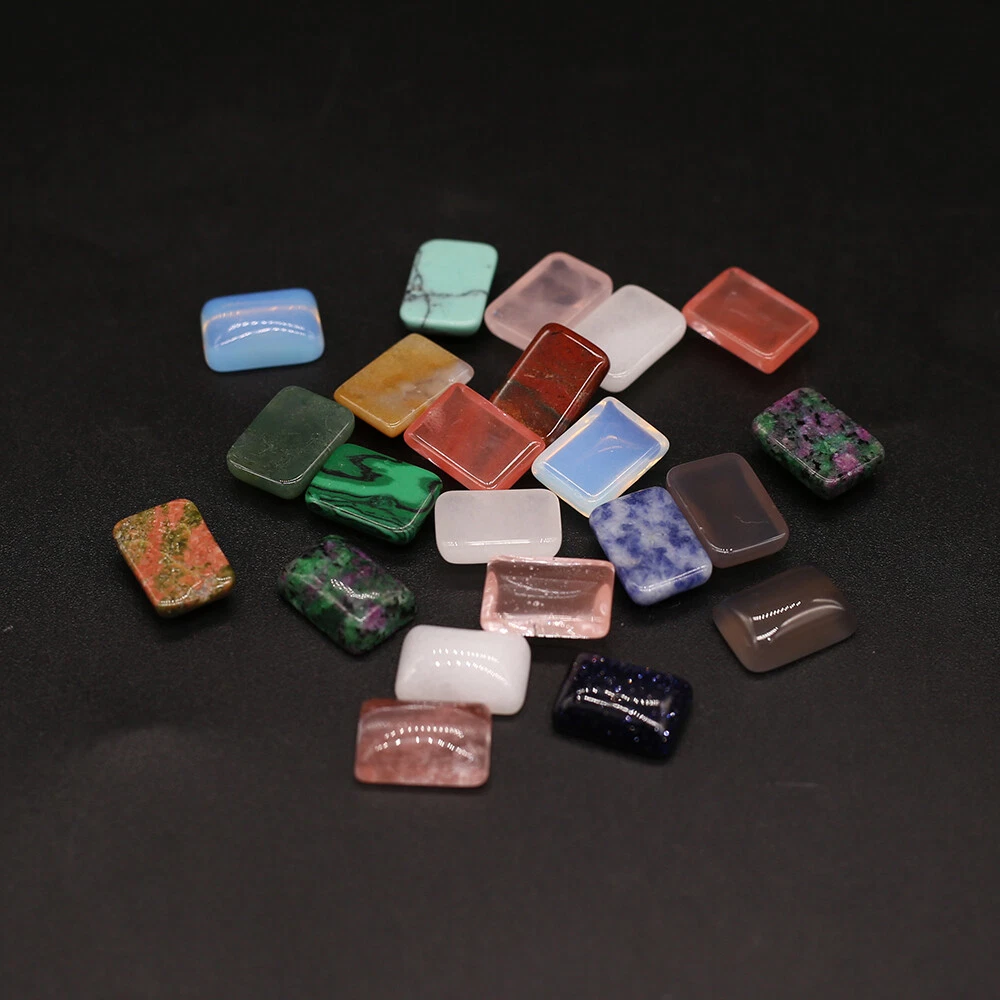 20 Pcs Rectangle Cabochon Flat back Natural Stone Cabochon for Jewelry Making image 1