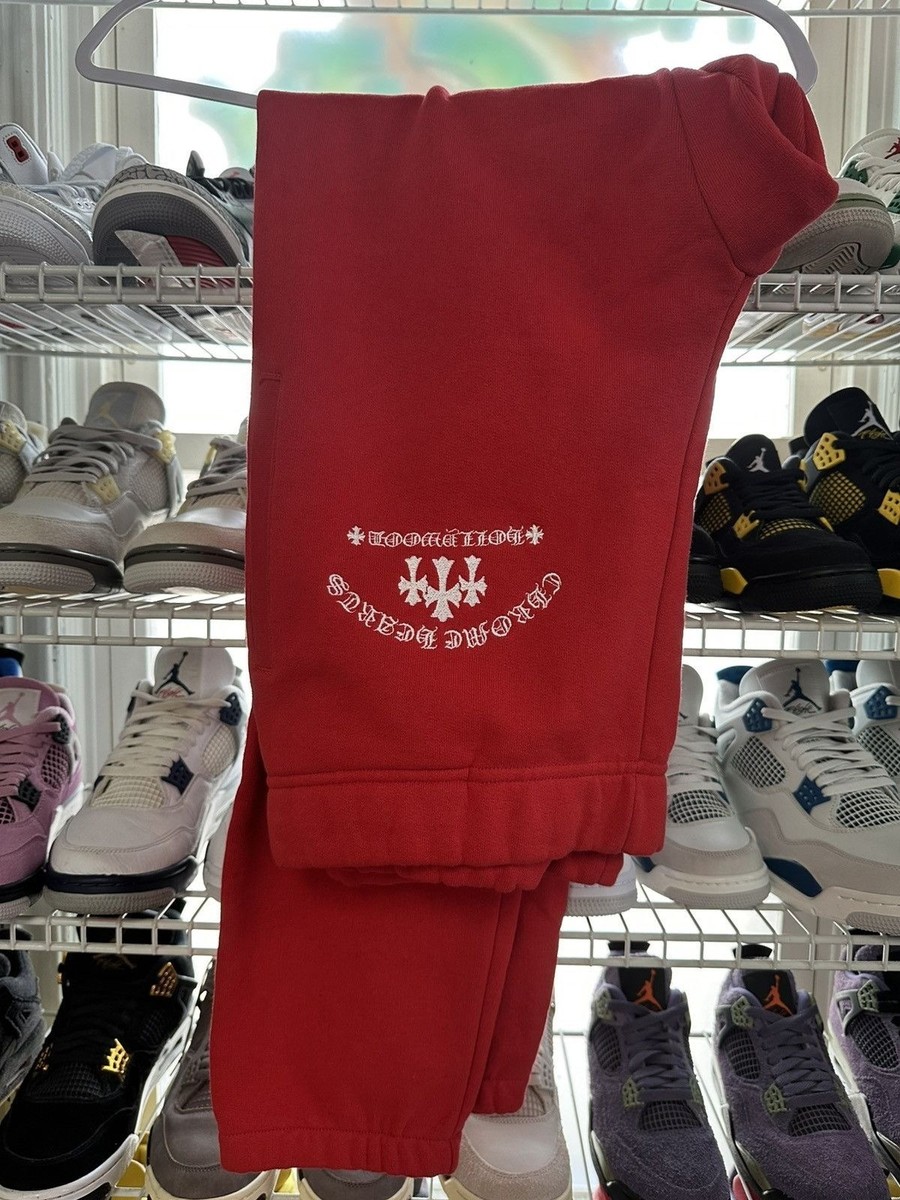 Chrome Hearts Triple Cross Sweat Pants 'Red' | eBay