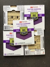 Lot Of 5 15 Sheets 3M Precision Sandpaper Sheet Coarse 80-Grit 9" x 11"