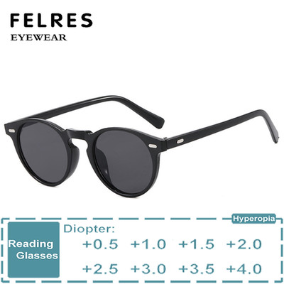 Men Women Tinted Oval Reading Glasse Retro Outdoor Shade Presbyopic Eyeglasses