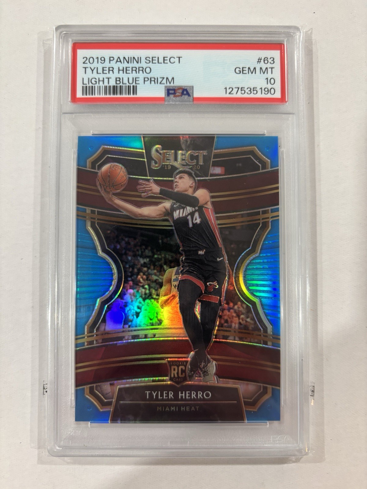 Tyler Herro PSA 10 2019 Panini Select #63 Light Blue Prizm /299 Rookie RC Heat