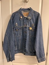 Vintage Y2K Men s Large Denim Jacket Custom W/ Harley Davidson Patch Pins