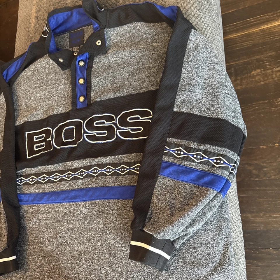 VTG Y2K BOSS by IG Design Knit Baggy Sweatshirt Pullover XL Embroidered Nice! - Image 4 of 4