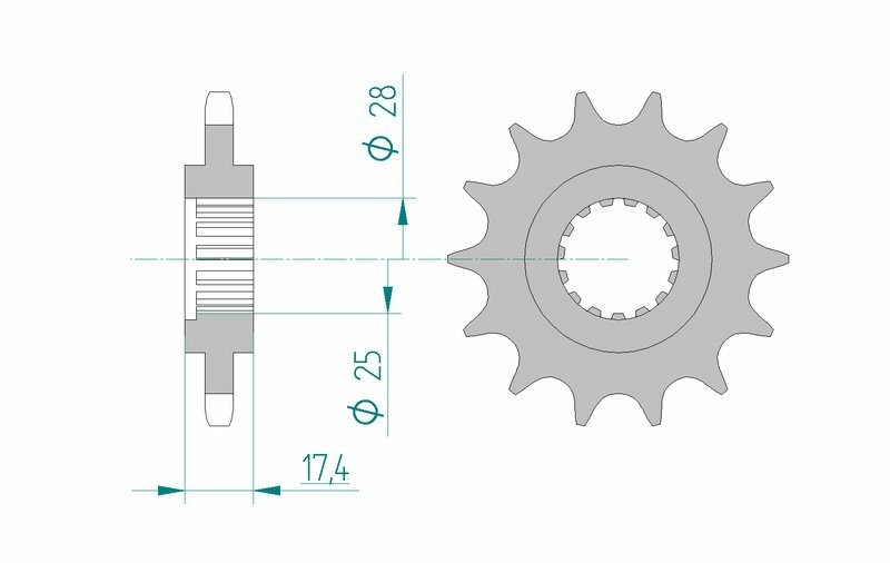 Pignon AFAM 91800 en acier standard pas 525 pour moto de route
