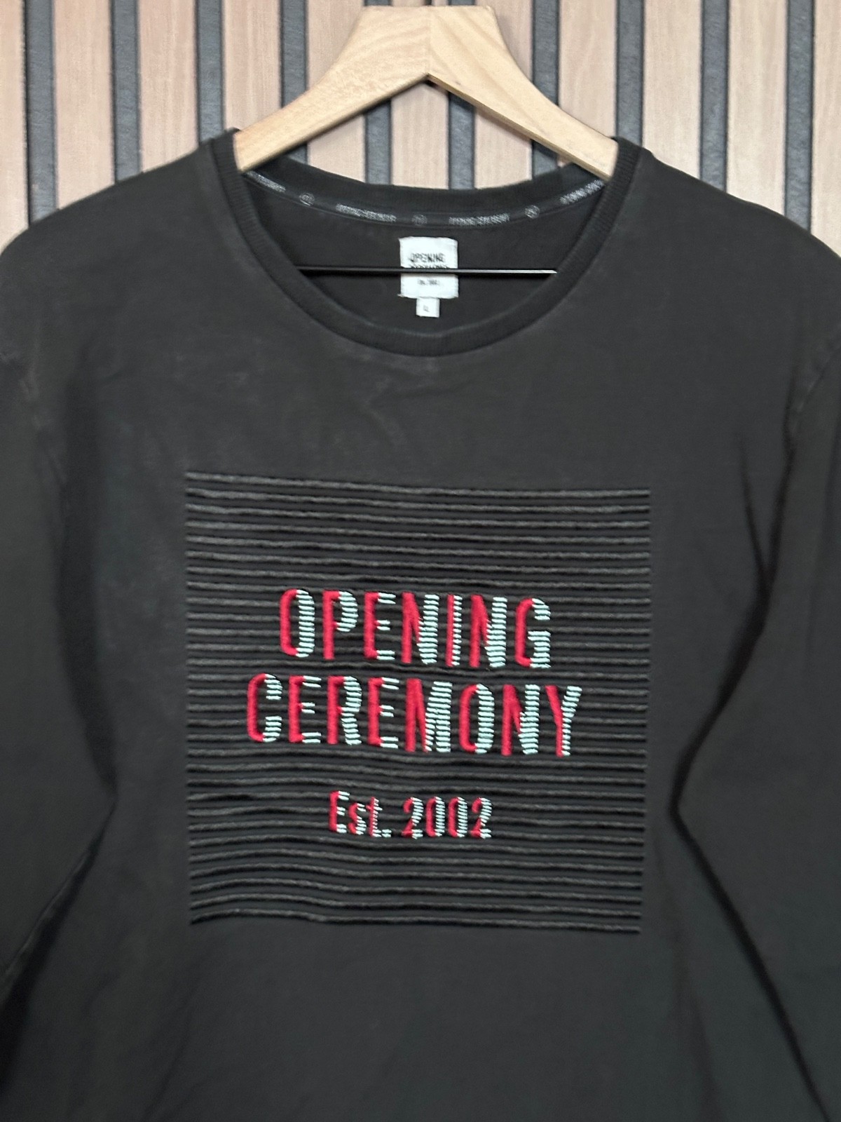 Opening Ceremony Sweatshirt Large Womens Black Fleece Pullover Graphic Sweater image 2