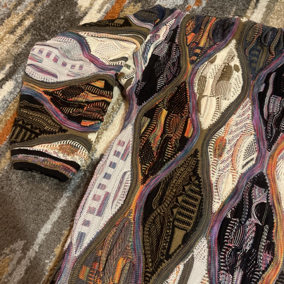 Suéter De Colección Para Hombre Tundra Coogi Estilo 3D Diamante Remolino Tonos Tierra Años 90 Talla XL Foto 3 de 4