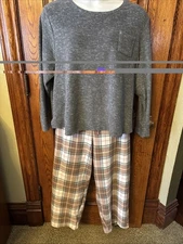 NWOT Cuddl Duds Plaid PJ Pajamas Set Warm Plush Fleece Lounge Wear, Plus 3X  P3X
