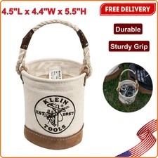 Klein Tools 5104MINI Mini Tool Bucket with Leather-Bottom, Nuts & Bolt Tool Bag