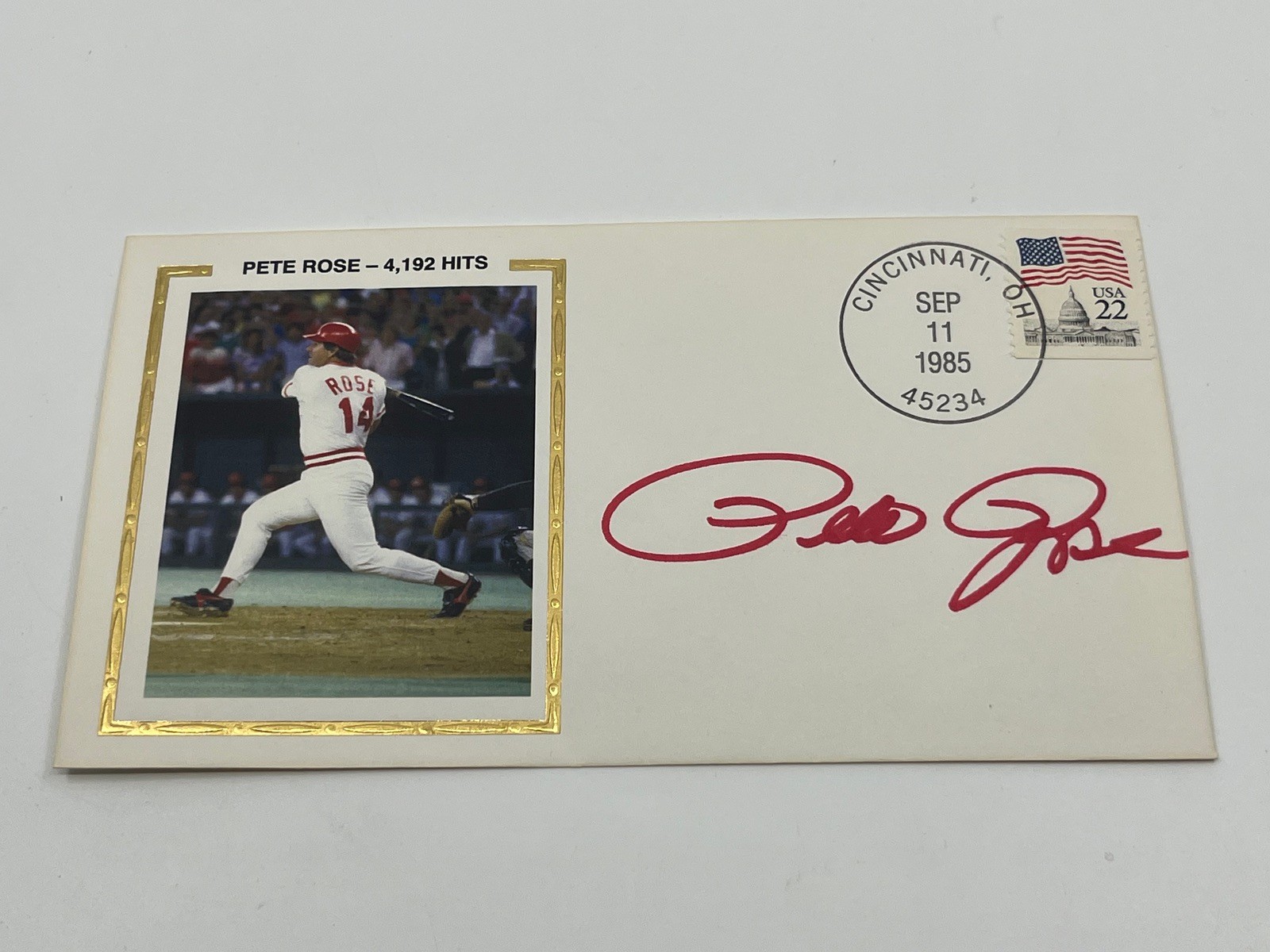 Pete Rose Reds 4,192 Hits Signed Autograph First Day Cover Action PSA DNA *22