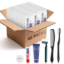 Disposable Toiletry Kits, 6 In 1 Bulk Travel Size Hygiene Care Packages,Essen...