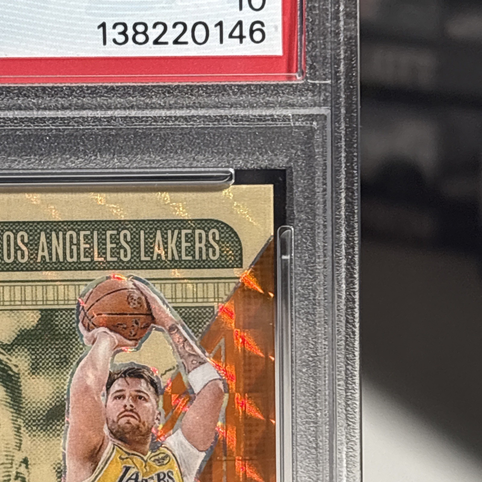 2024-25 Panini Mosaic #7 Luka Doncic - Bank Shot Orange Mosaic Prizm /49 PSA 10 view 7