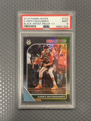 Giannis Antetokounmpo 2019 Panini Hoops BLACK 1/1 PSA 9 MINT Bucks True 1 OF 1