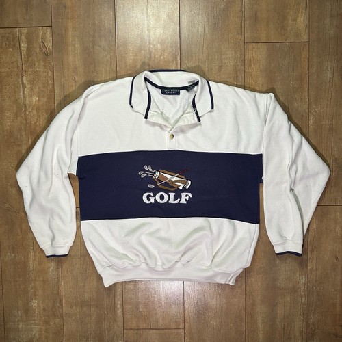 Vintage Golf Embroidered Collared Sweatshirt Size L 90s