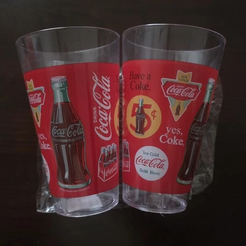 Coca Cola Tumbler Set Vintage Style Advertising Durable Plastic Set of 2