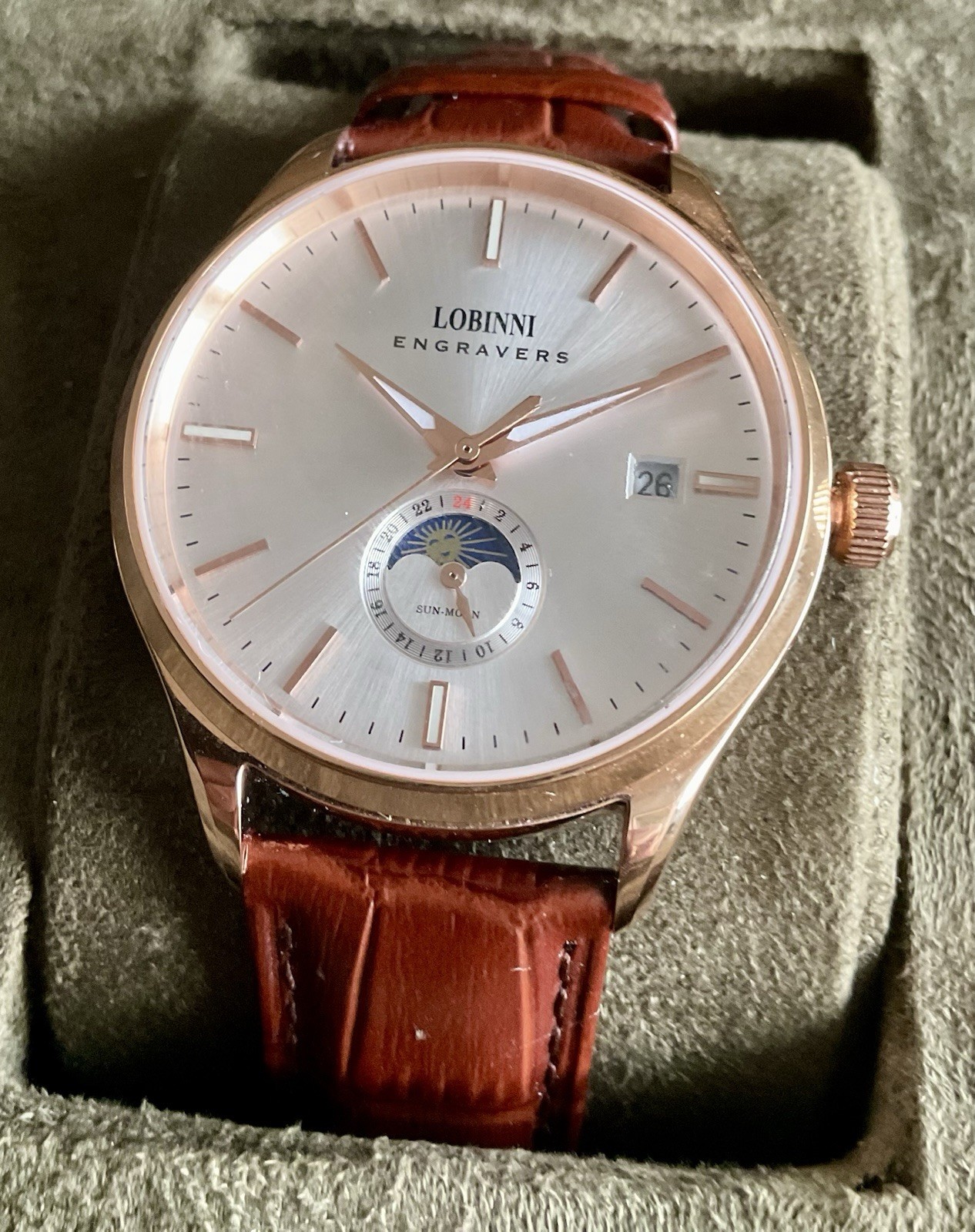 Mint  Automatic Lobinni Moon Phase/Date Dress Wat… - image 3