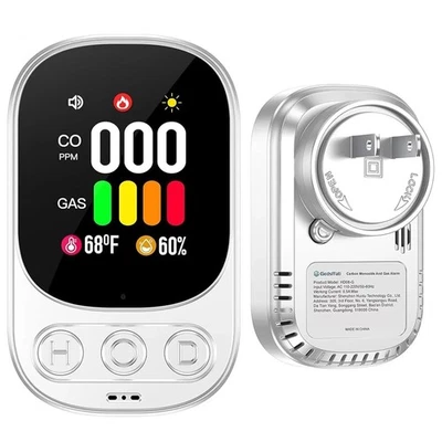 CORTILE Carbon Monoxide Detector Plug 3-in-1 CO Level Monitor Alarm with Temp Sensor US