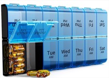 Extra Large Pill Organizer 2 Times a Day Weekly XL AM PM Pill Case 7 Day Pill...