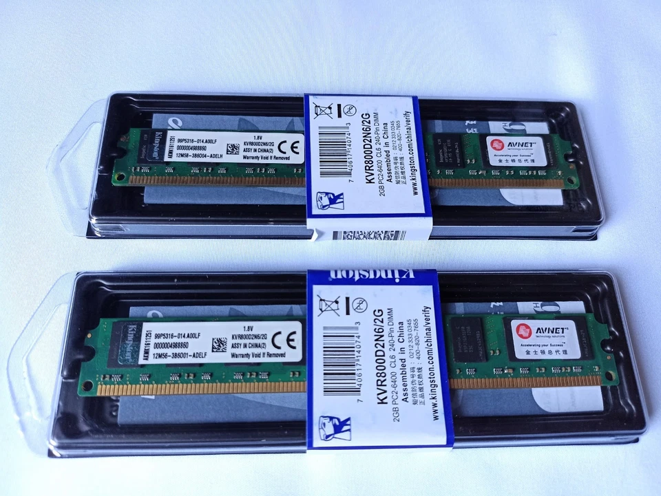 Kingston 2GB 800MHz PC2-6400U DIMM DDR2 KVR800D2N6/2G Memoria Ram per PC Desktop - Immagine 2 di 4