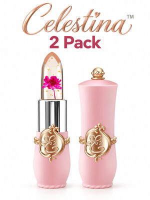 2 Pk Celestina Pretty Color Changing Lipstick w/ Pink Flower, Pink Princess Case