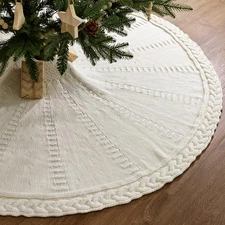 60 inch Christmas Tree Skirt: Large Tree Skirt for 9ft Tree, Braided Cable Kn...