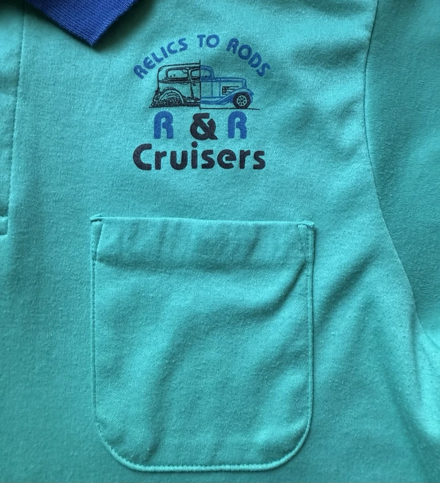 Camisa Polo Hot Rod Años 90 De Colección Talla L Reliquias y Cañas Coche Cruceros Hecha en EE. UU. Marca Hilton Foto 4 de 4