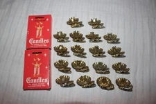 18 Vintage Gold Metal Christmas Tree Clip On Candle Holders w/ Candles