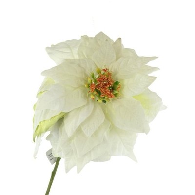 CREATIV home Weihnachtsstern - Poinsettie Velvet Weiß 53 cm - Kunstblumen