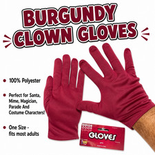 BURGUNDY RED PARADE DRESS GLOVES Adult Formal Costume Clown Circus Dance Mime