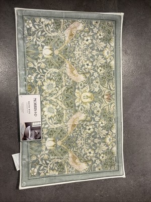 NWT WILLIAM MORRIS & CO STRAWBERRY THIEF GREEN 21  X 34  BATH RUG