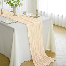 0FT Cheesecloth Table Runner Gauze Boho Rustic Table Runner 35x20 Inch 1 Beige