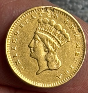 1856 $1 INDIAN PRINCESS HEAD GENUINE GOLD COIN